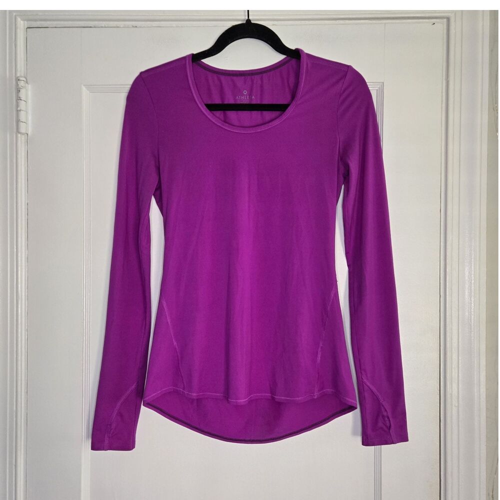 Athleta Long Sleeve Athletic Top Womens XS Purple Thumb Holes